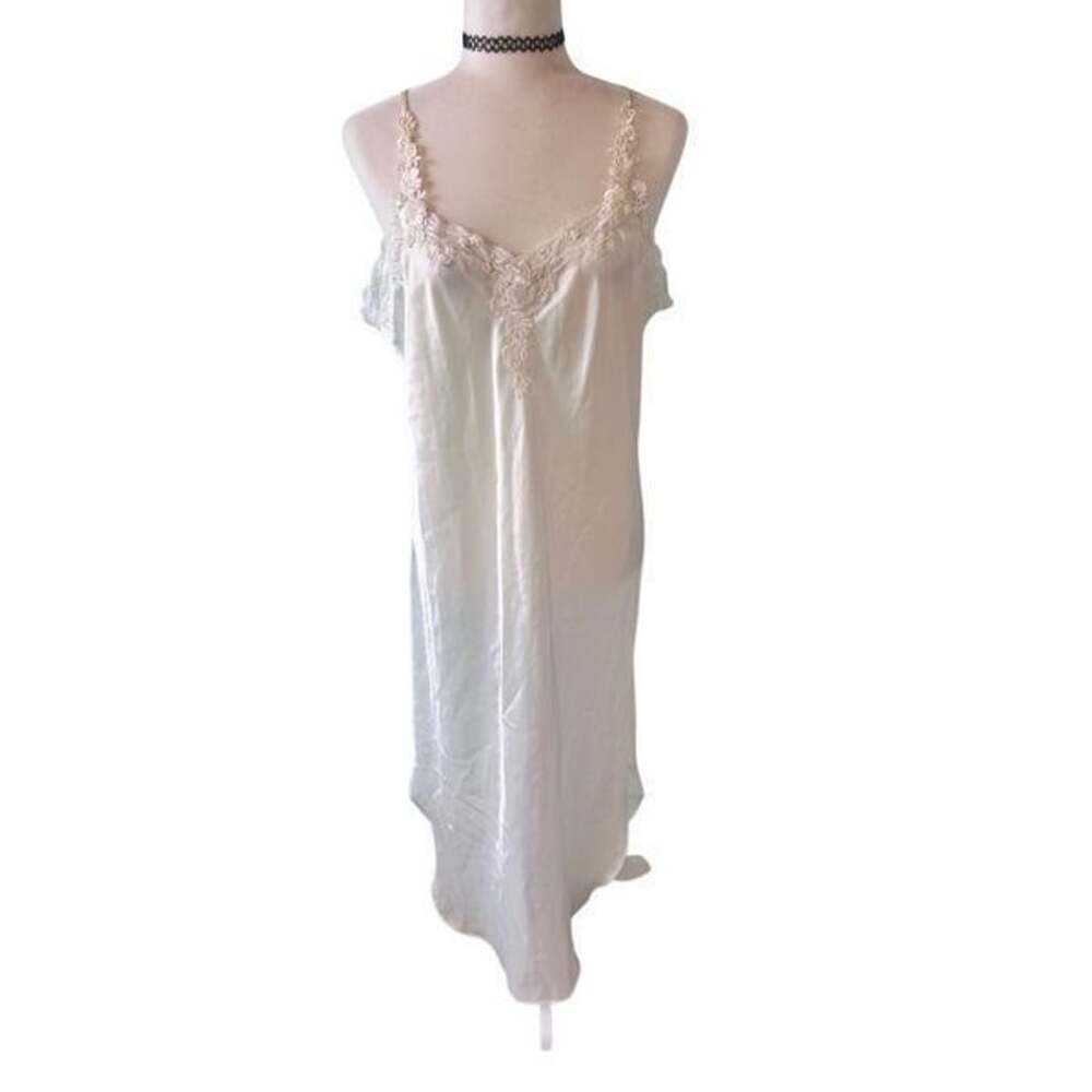 Vintage Dentelle White Lace Slip Dress - Size Large